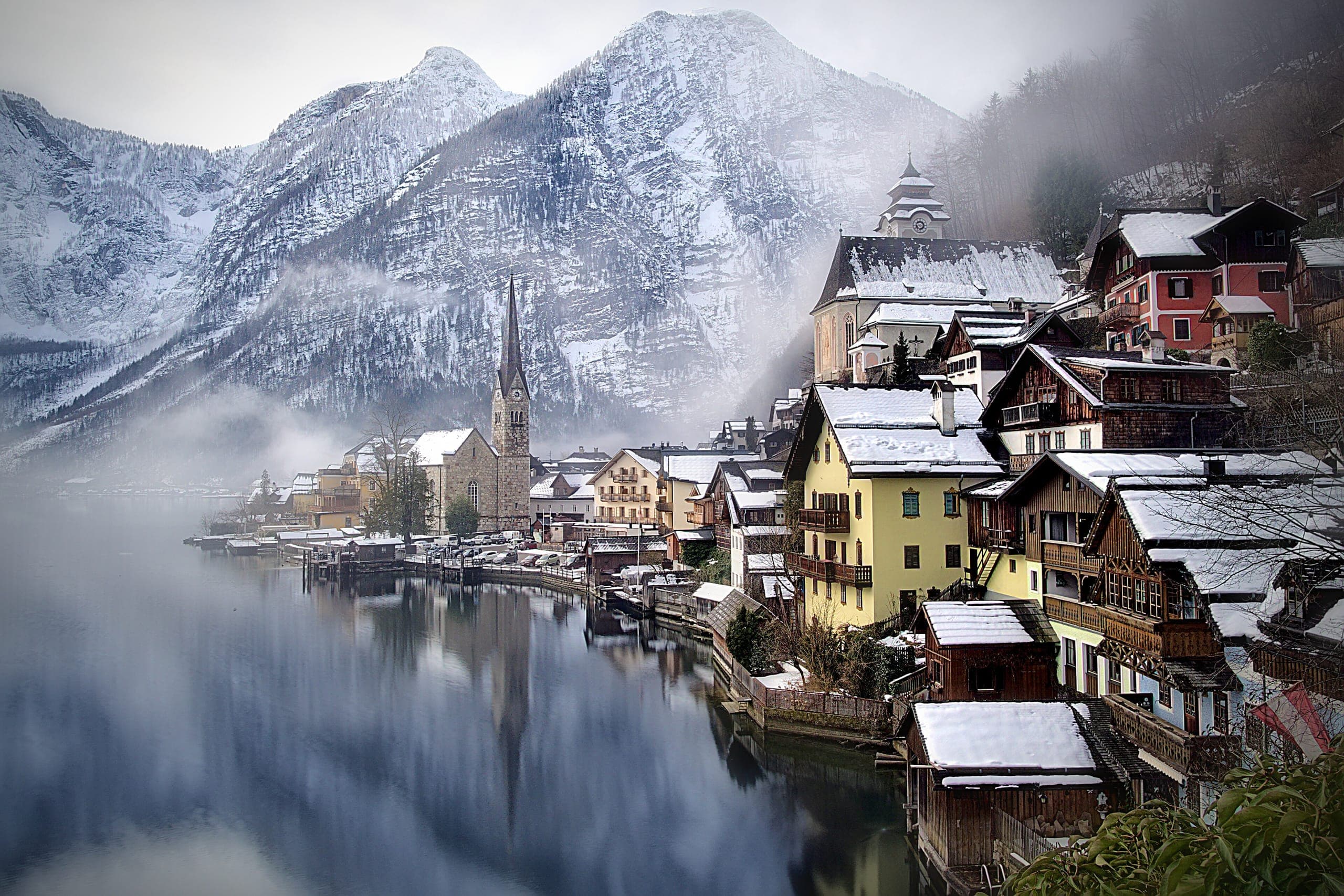 Winter, Ansicht von Hallstatt